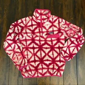 Patagonia Pink and Cream Tie-Dye Fleece Pullover